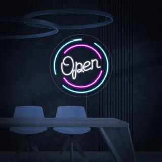 Round OPEN Neon Sign – Café & Shop Window Board