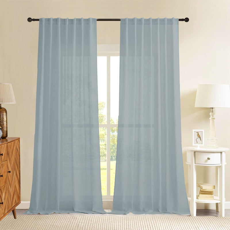 Fort Absolute - Back Tab Solid Sheer Curtain (Silver Grey)-1