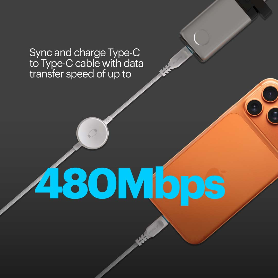 BLZR 60W 1m Type-C to C Cable with Built-in iWatch Charger