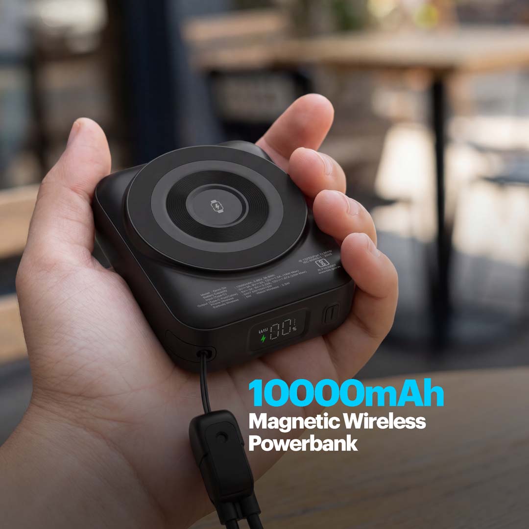 Omni Go 10000mAh Magnetic Wireless Powerbank with Built-in Type-C Cable