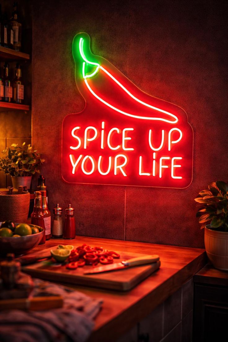 Spice Up Your Life Neon Sign – Chili Pepper LED Neon Wall Light for Kitchen, Restaurant & Bar-1