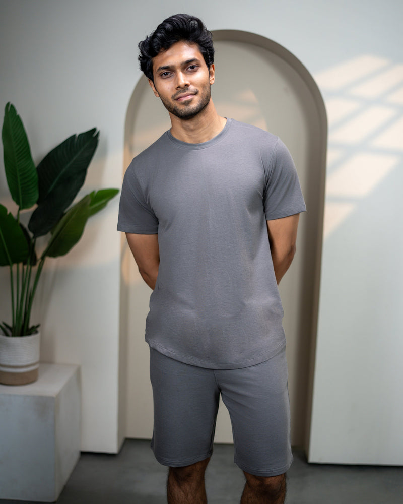 Hushy Bamboo Shorts  (Stone Grey)