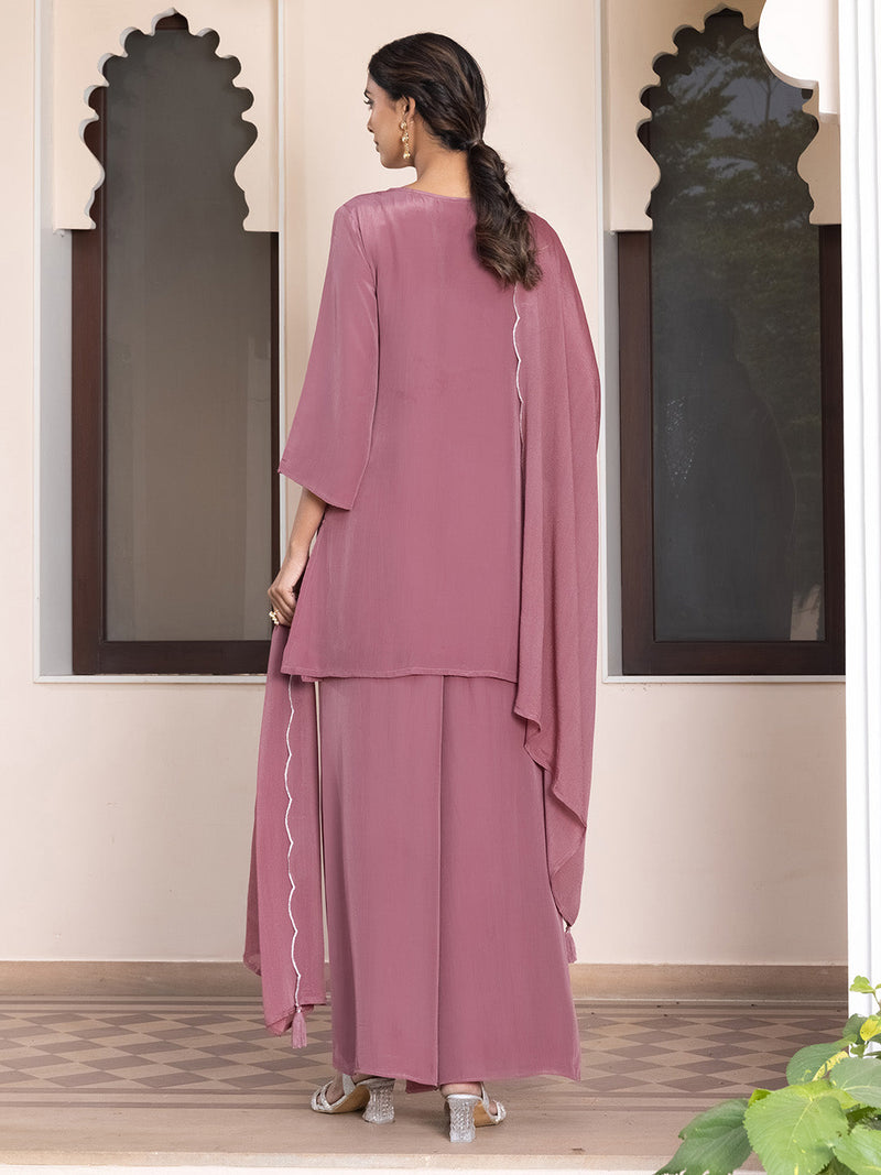 Manika Natural Crepe Embroidered Suit Set
