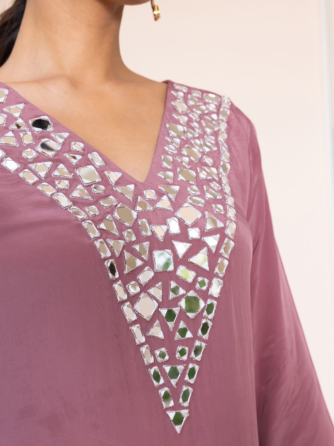 Manika Natural Crepe Embroidered Suit Set