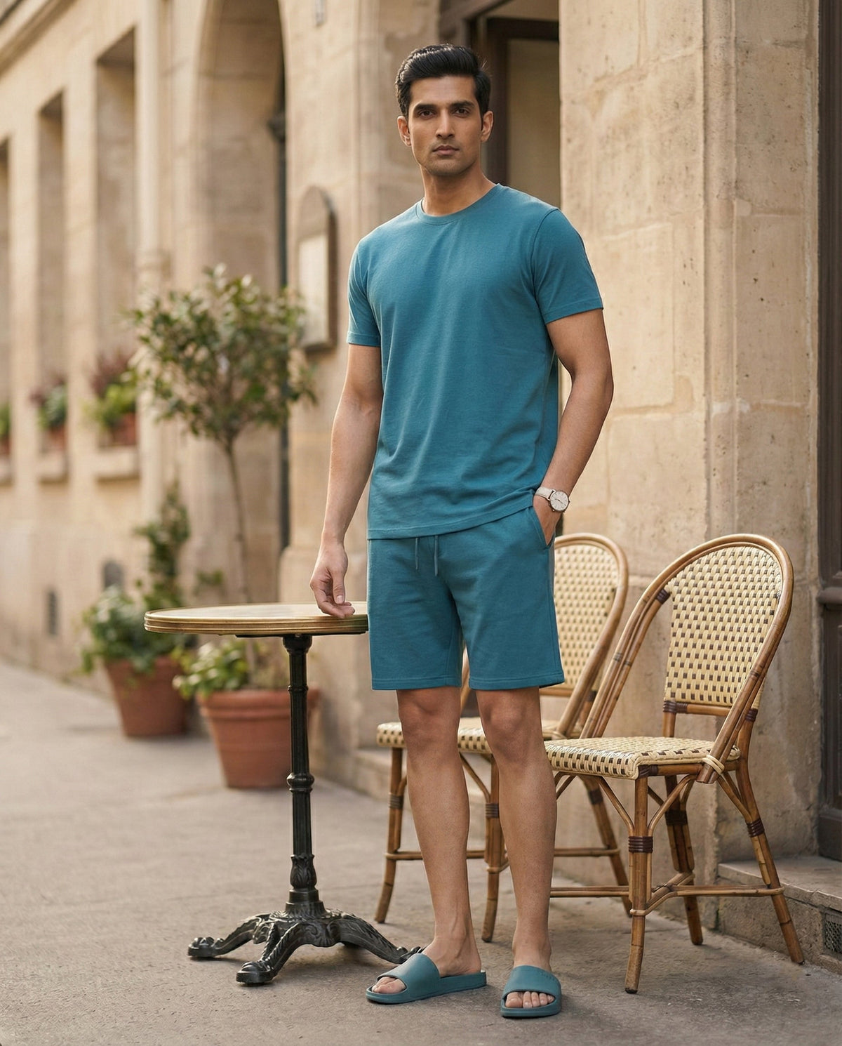 Hushy Bamboo Shorts  (Teal Blue)
