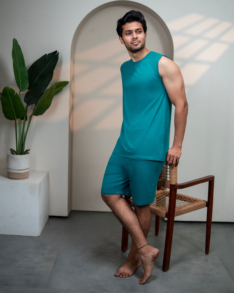 Hushy Bamboo Shorts  (Teal Green)