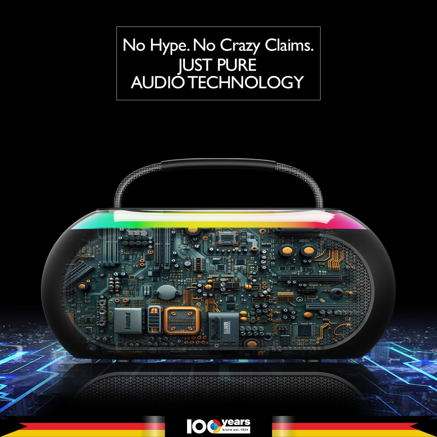 Atomik Kolors Boombox Portable Party Speaker (Black)-3