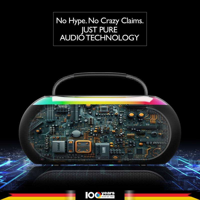 Atomik Kolors Boombox Portable Party Speaker (Black)-3
