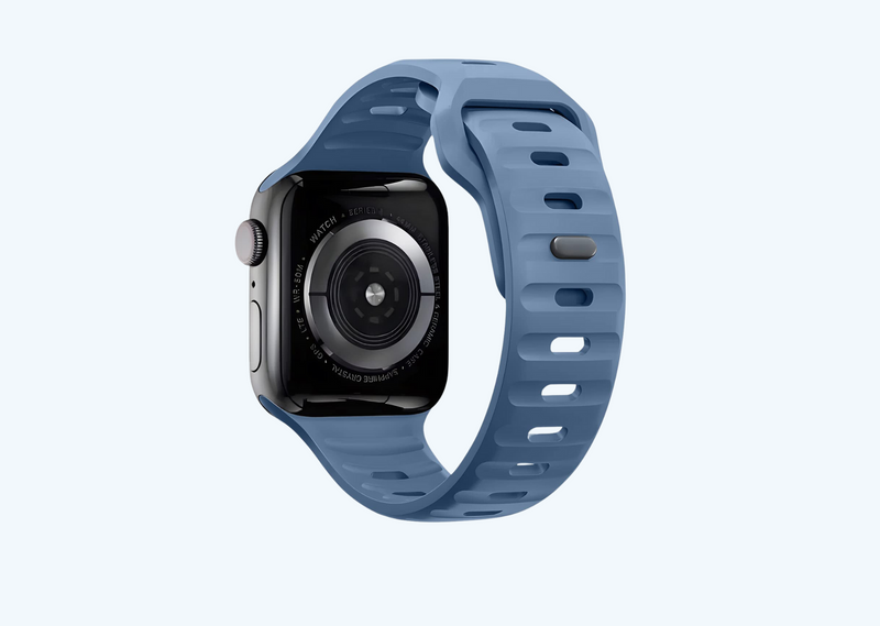 Rugged Silicone Apple Watch Band with Pin & Tuck Closure.