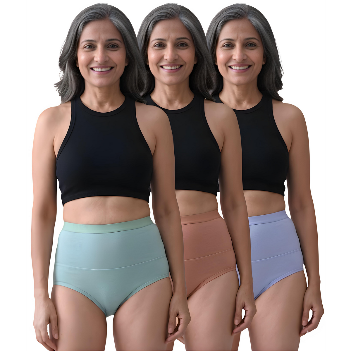 Leakproof Panties for Urine Leak – Cotton High-Waist, Reusable (Pack of 3) | Woomly