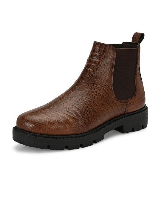 El Paso Women Textured Round Toe Chelsea Boots-2