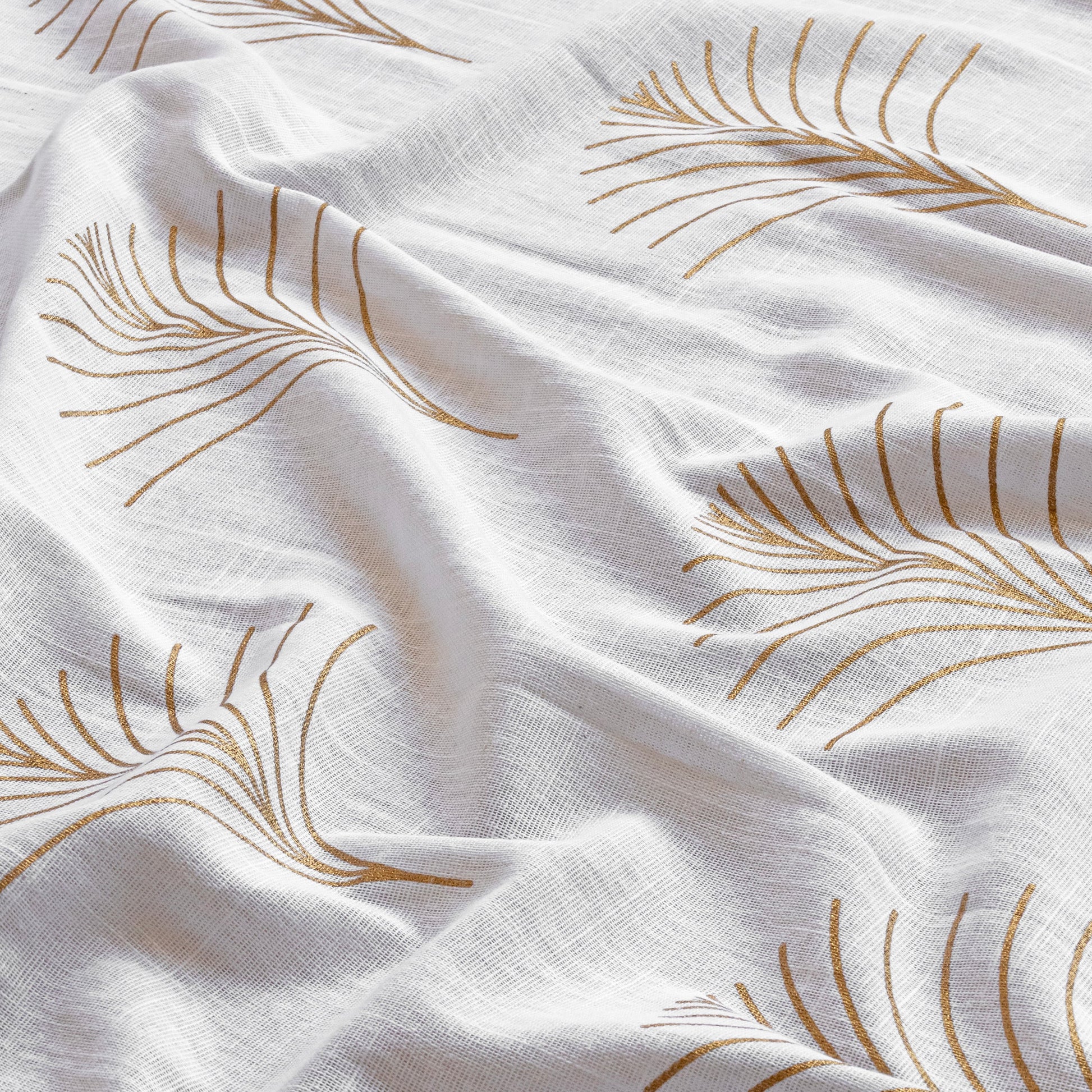 Imprimer Palmetto Plume - Gold Tree Printed Eyelet Sheer Curtain-4