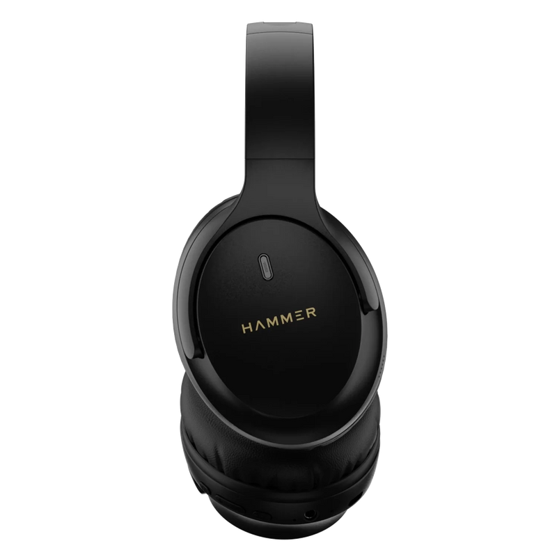 Hammer Bash Vivid ANC Wireless Bluetooth Over-Ear Headphones with 23 dB 70h Playtime, Type-C Fast Charging, Foldable Black-4