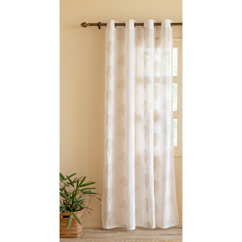 Imprimer Palmetto Plume - Gold Tree Printed Eyelet Sheer Curtain-5