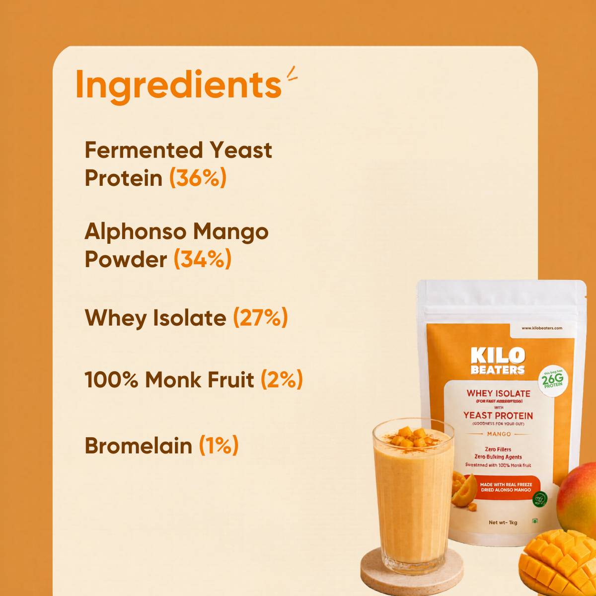 Whey Isolate + Yeast Protein | Mango