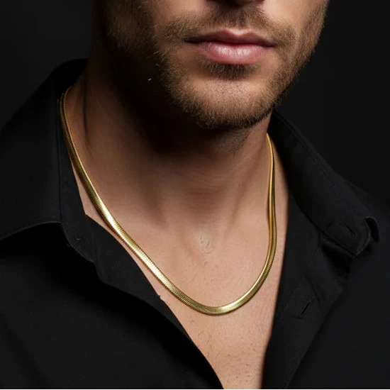 3D Snake Chain 22K Gold Plated Necklace Men Bold India