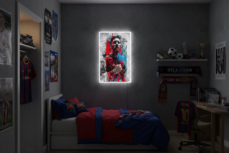 Lionel Messi Argentina & FC Barcelona Neon Wall Art – Football Legend LED Poster | Neon Signs India — Image 1