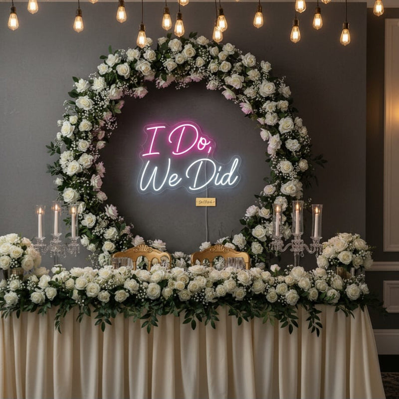 “I Do, We Did” Neon Sign – Wedding Celebration LED Wall Decor | Neon Signs India — Image 2
