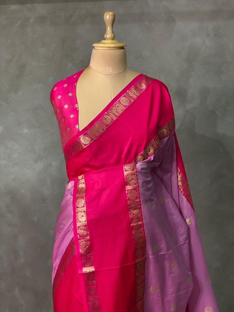 Lilac Pink and Magenta Banarasi saree -BSP9L
