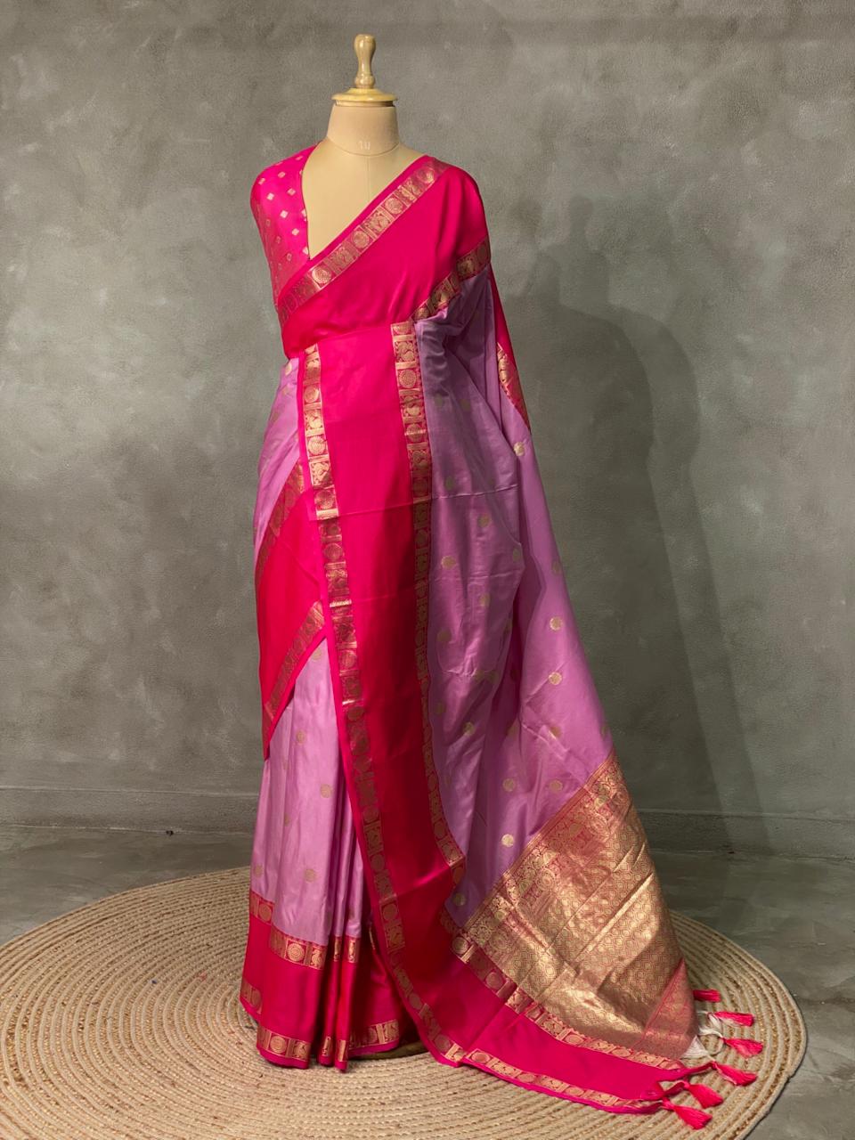 Lilac Pink and Magenta Banarasi saree -BSP9L