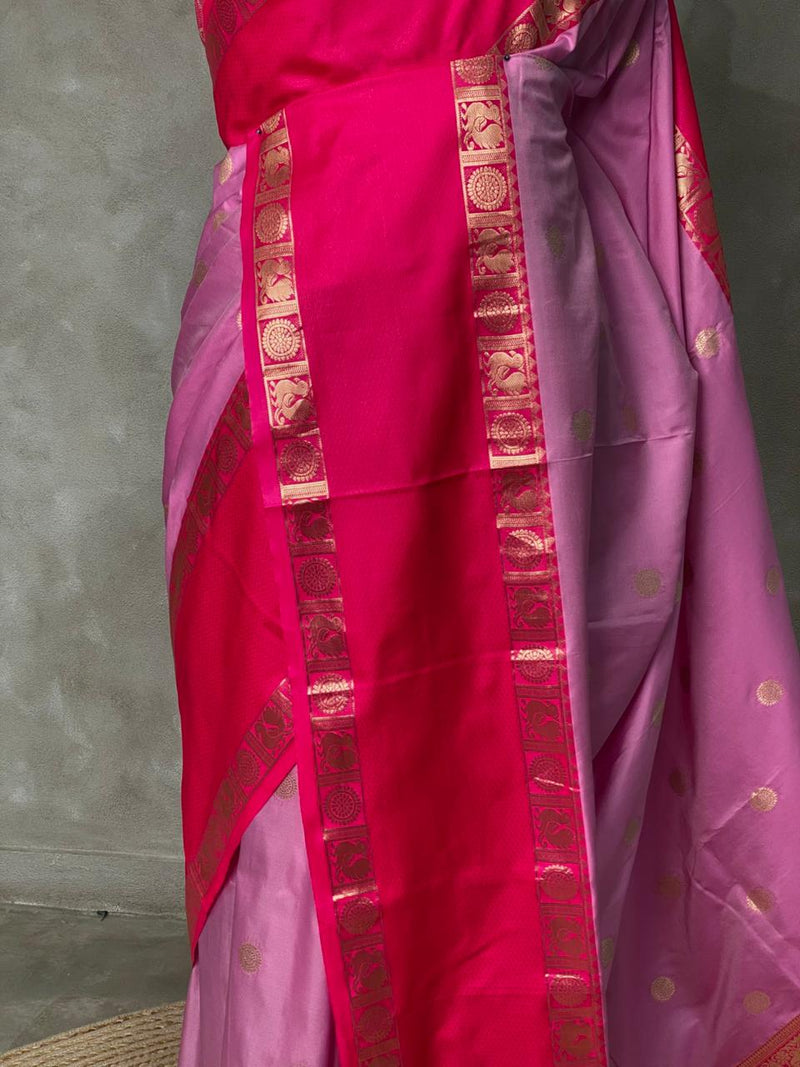 Lilac Pink and Magenta Banarasi saree -BSP9L