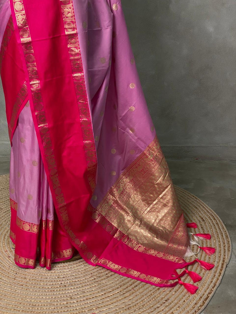 Lilac Pink and Magenta Banarasi saree -BSP9L