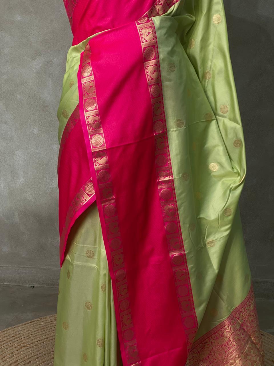Pastal Green and Magenta Banarasi saree -BSP9G