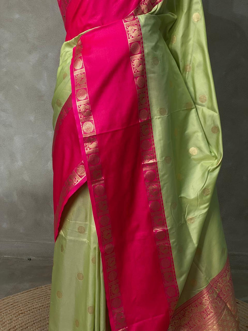 Pastal Green and Magenta Banarasi saree -BSP9G