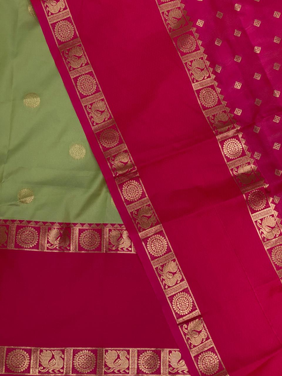 Pastal Green and Magenta Banarasi saree -BSP9G