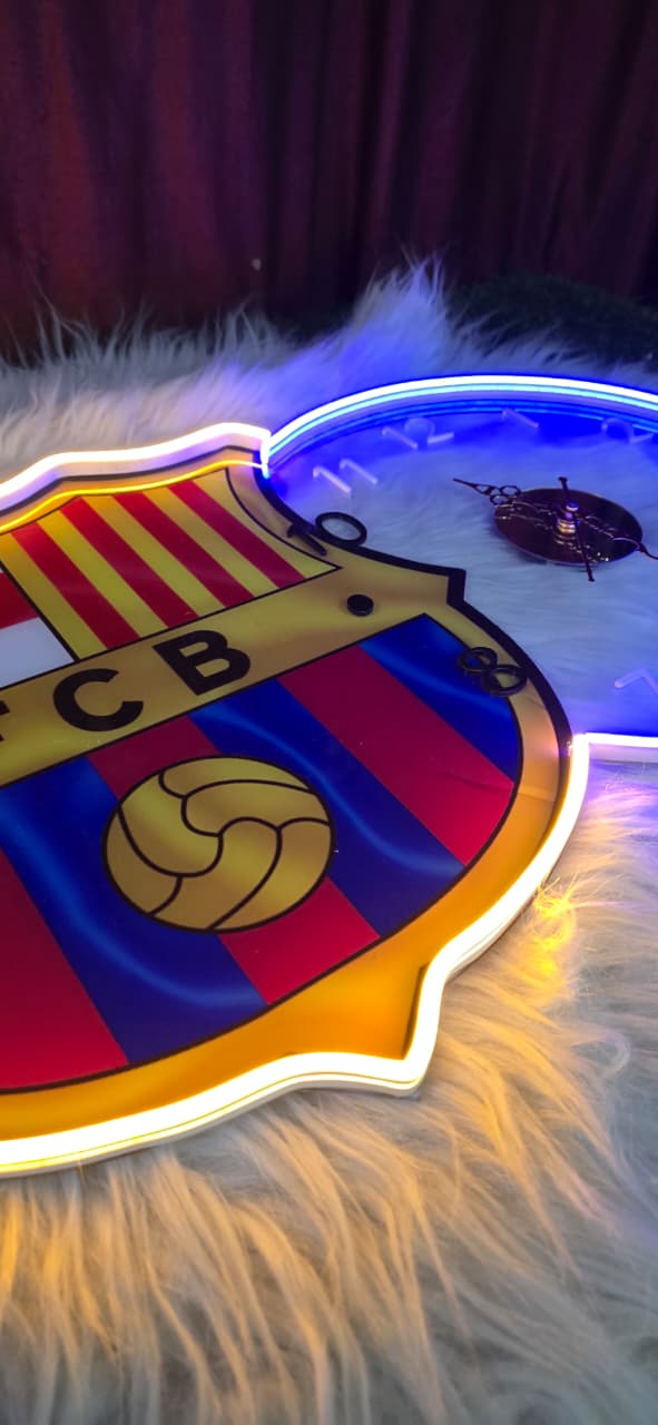 FCB Neon LED Wall Clock – Football Fan Glow Decor (14*24 inch) | Neon Signs India — Image 3