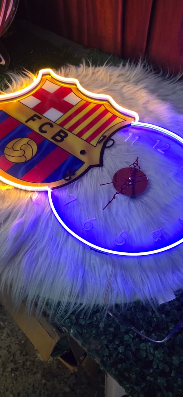 FCB Neon LED Wall Clock – Football Fan Glow Decor (14*24 inch) | Neon Signs India — Image 2