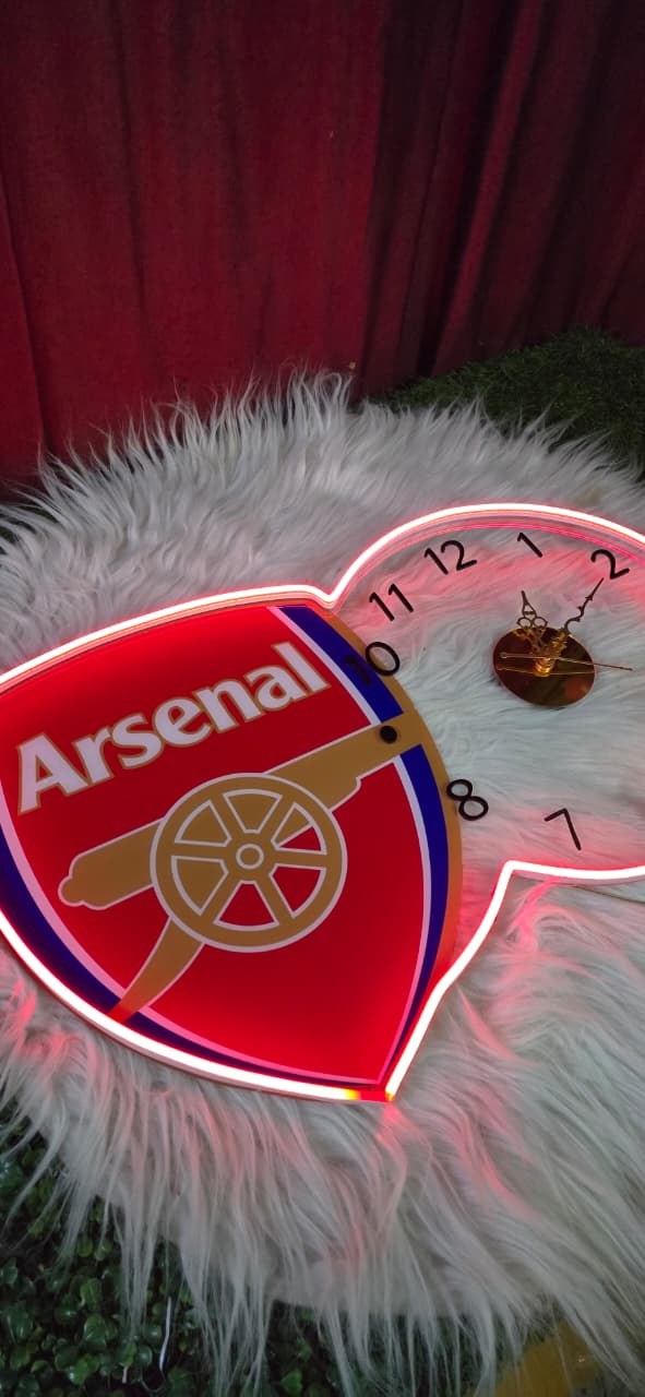 Arsenal Neon LED Wall Clock – Gunners Fan Glow Decor (14*24 inch) | Neon Signs India — Image 4