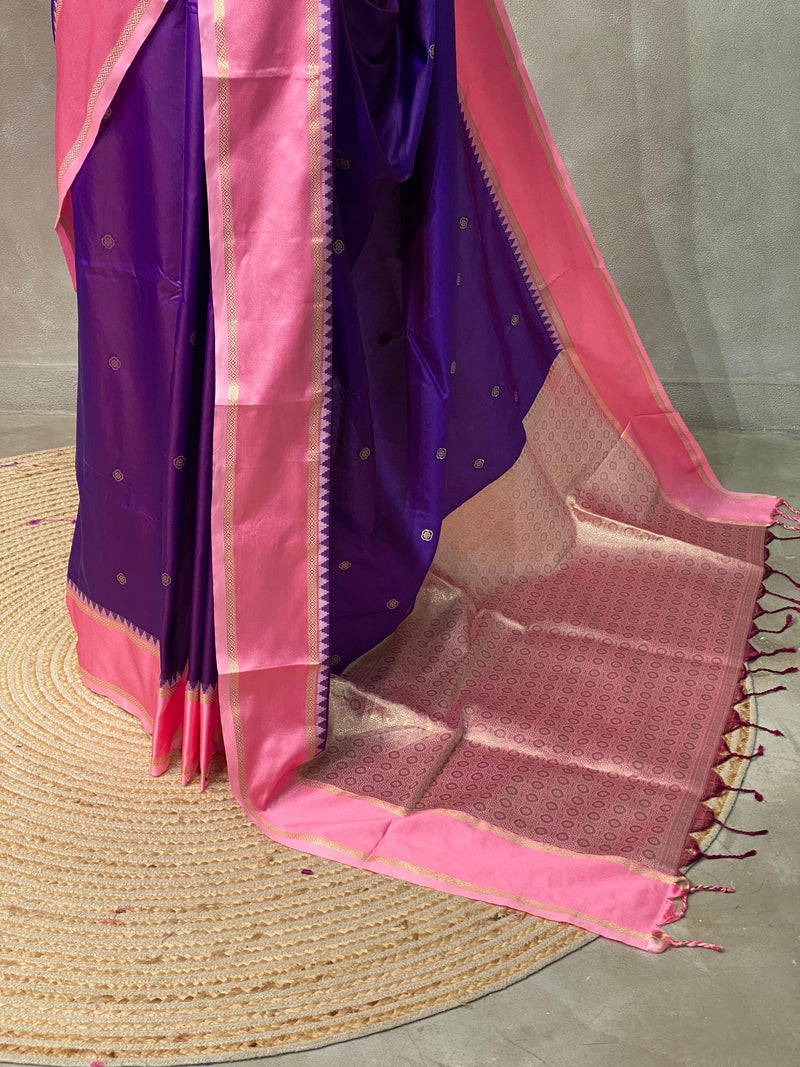Violet and Pink Banarasi saree -BSP19