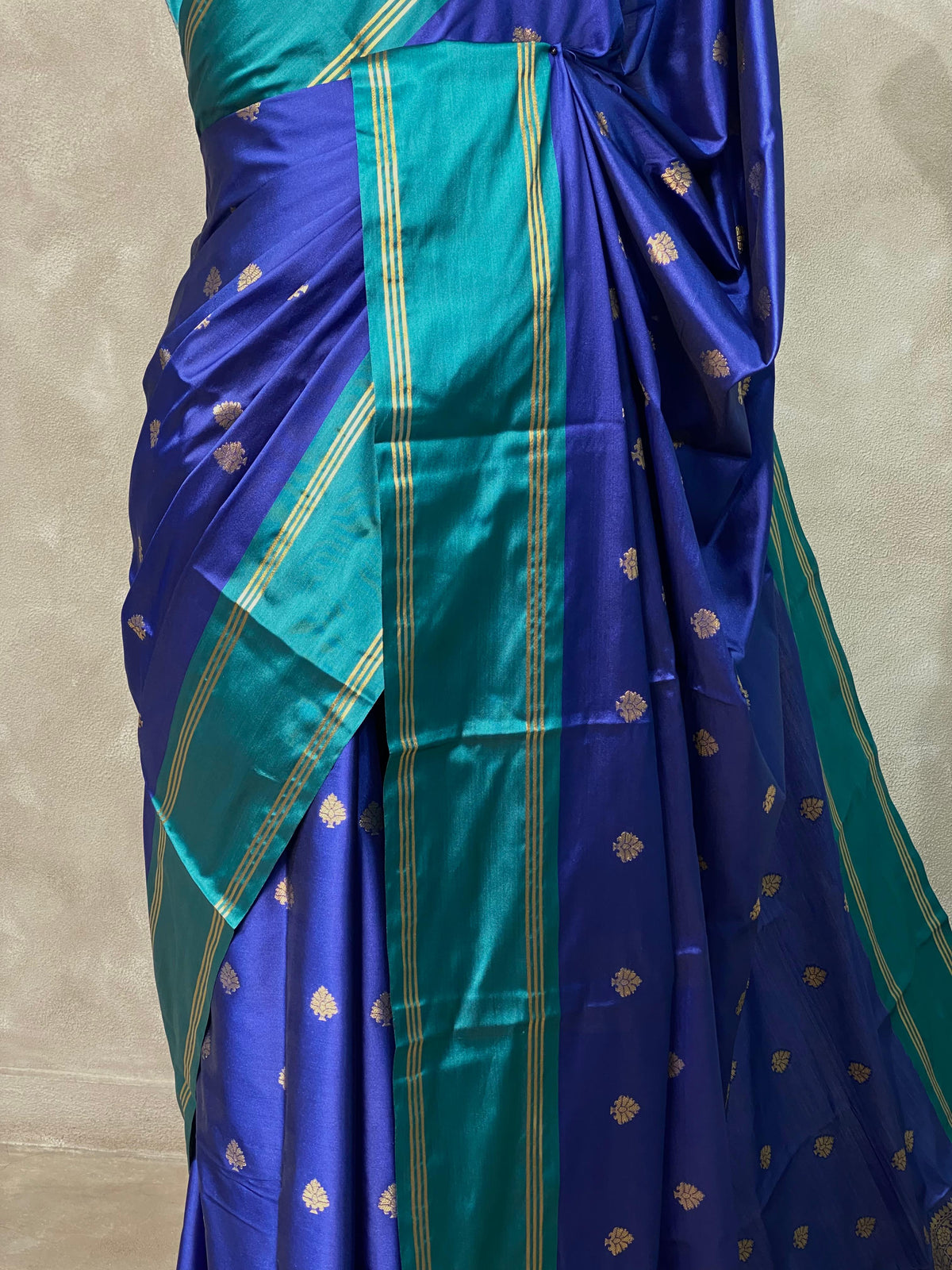 Royal blue and peacock blue Gajji silk saree -PIH25B