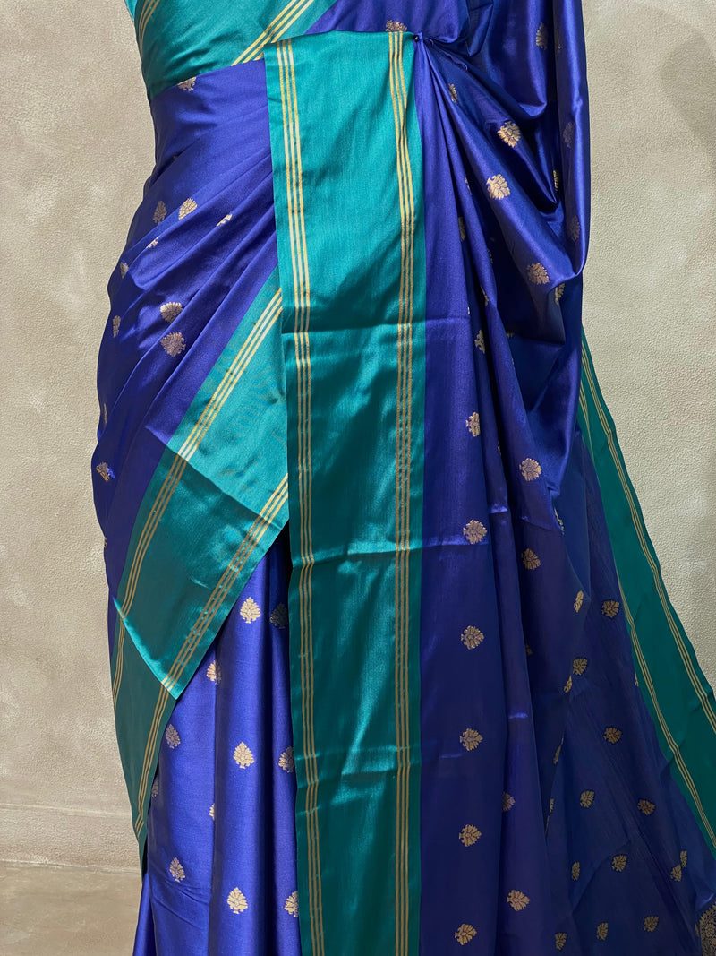 Royal blue and peacock blue Gajji silk saree -PIH25B
