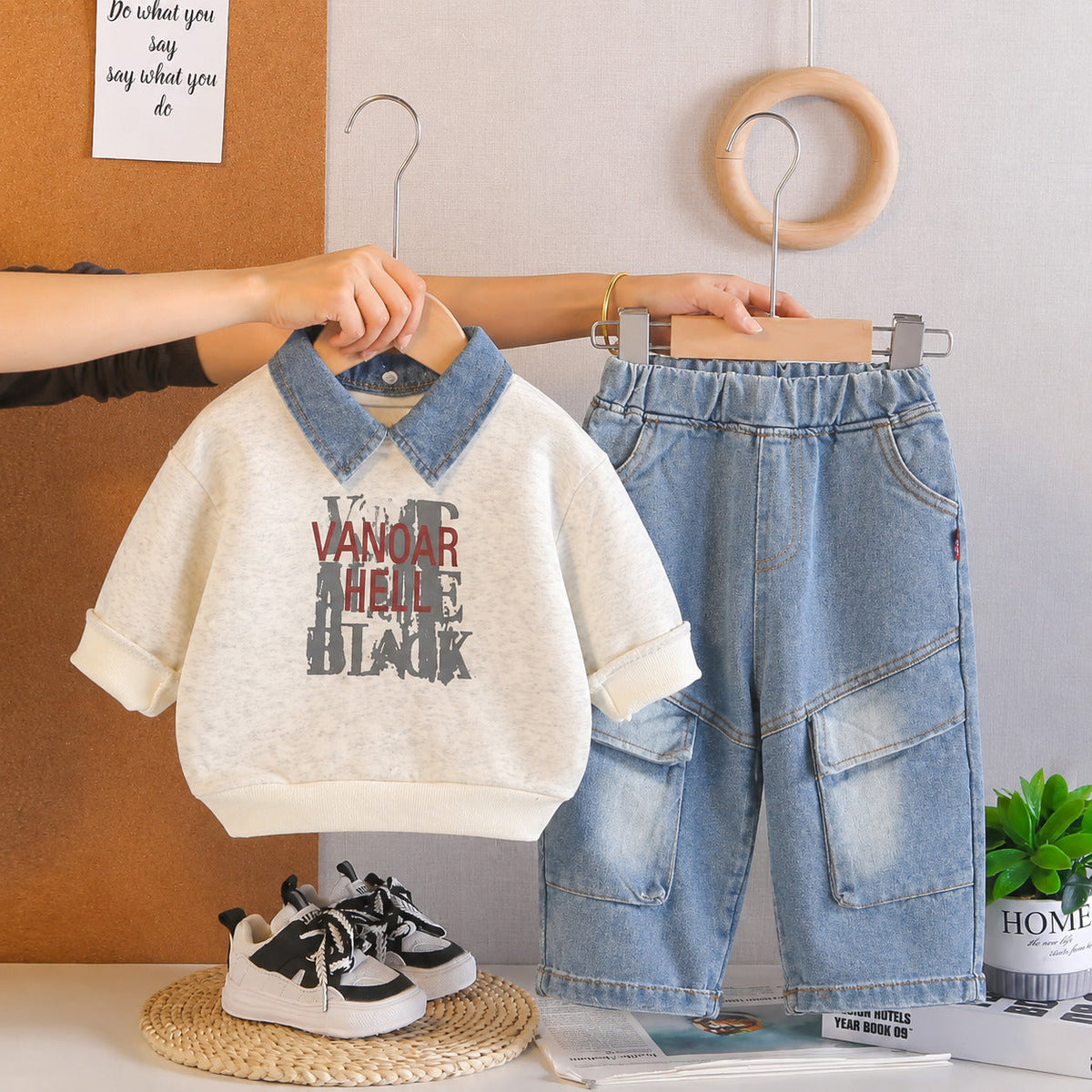 Boys Imported White Cord Set [BT-5K-6522] [1-6 Years]