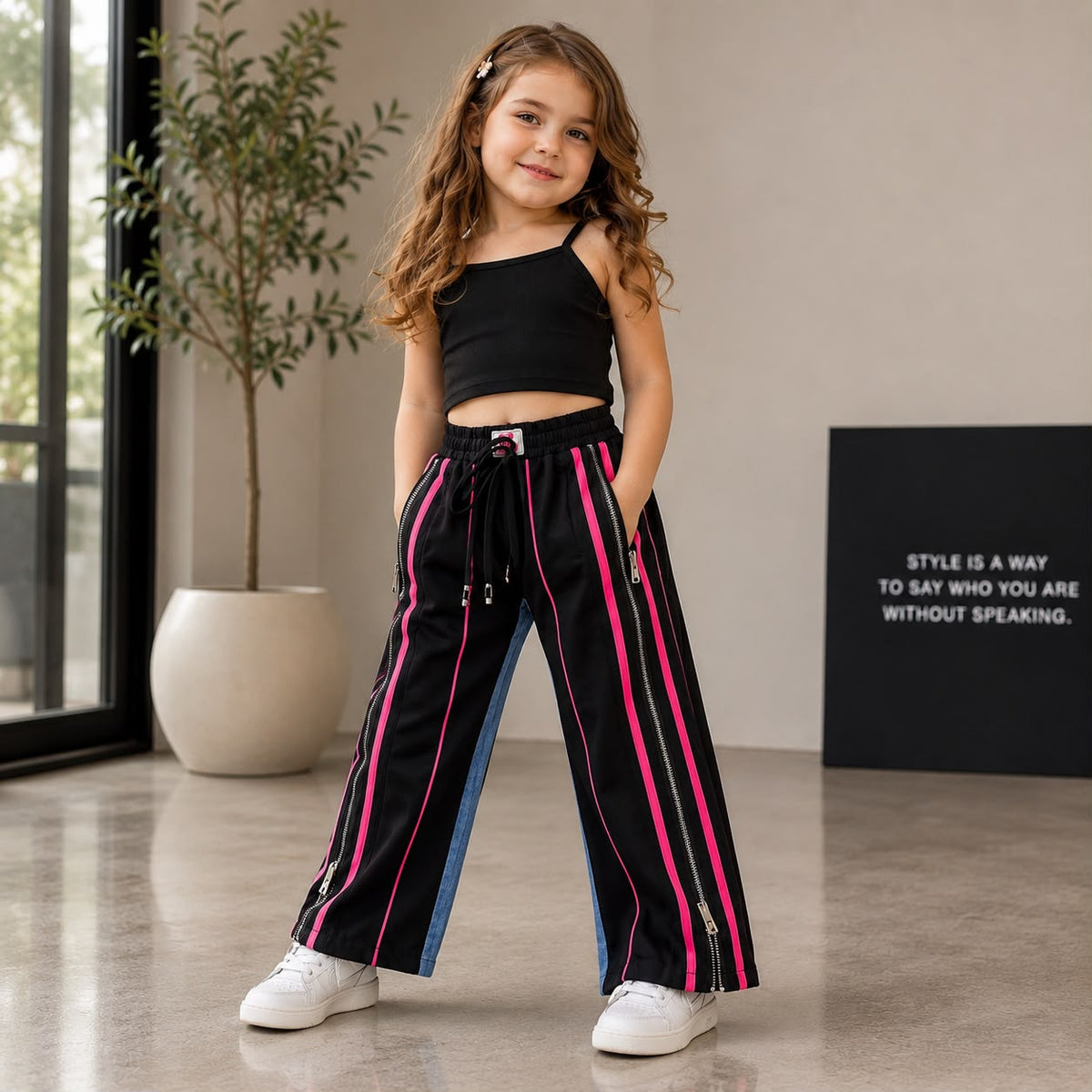 Girls  Black Designer Straight Fit Jeans (Only Jeans) [GJ-1D-1756] (4-12Years)