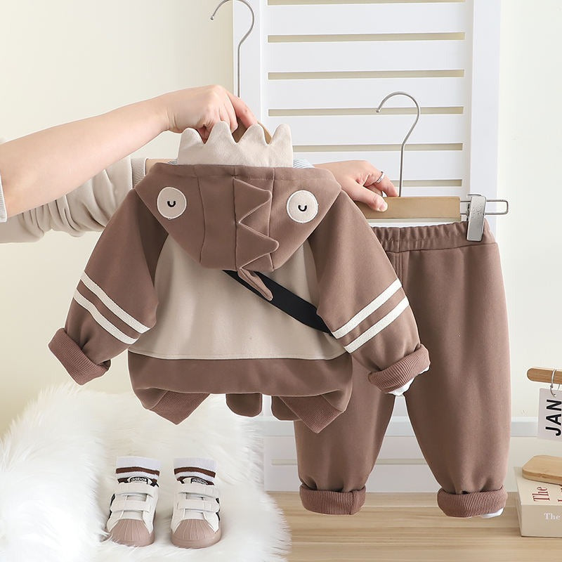 Boys 3 Piece Imported Brown Cord Set With Bag [BT-N-2647] [1 - 6Years]