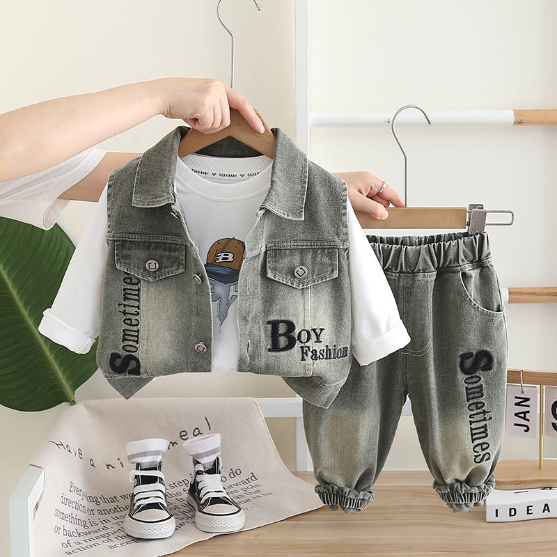 Boys 3 Piece Imported Green Denim Cord Set [BT-M-3565] [1 - 6Years]