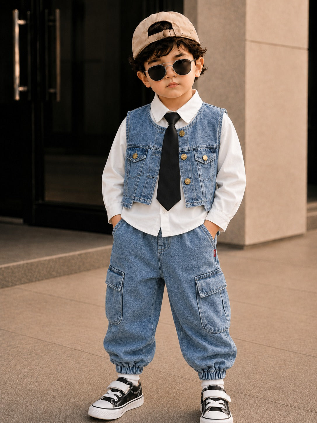 Boys 3 Piece Imported Blue Denim Cord Set [BT-2K-1277] [1 - 5Years]