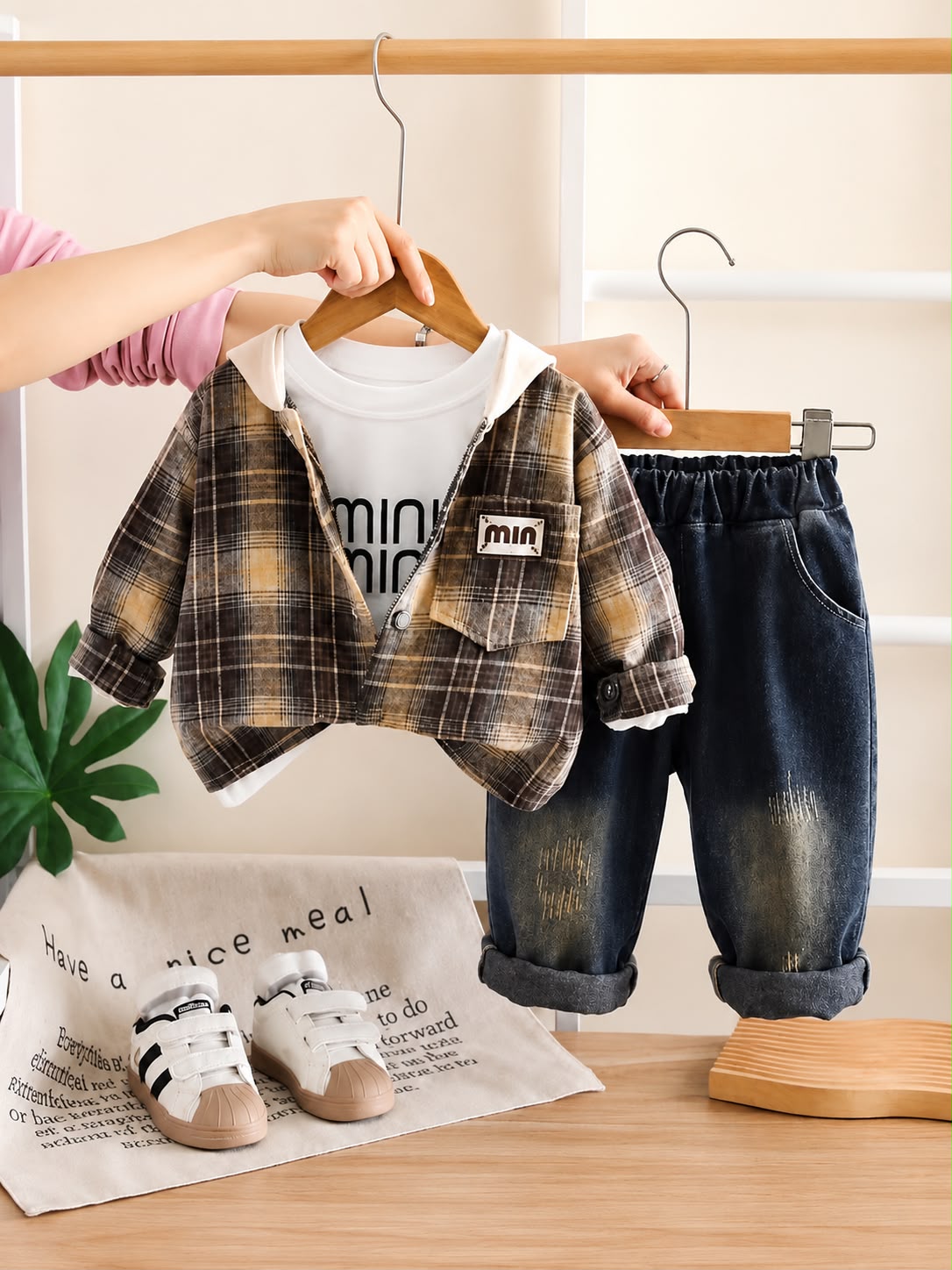 Boys 3 Piece Checkered Imported Cord Set [BT-6C-5599] [1 - 6 Years]