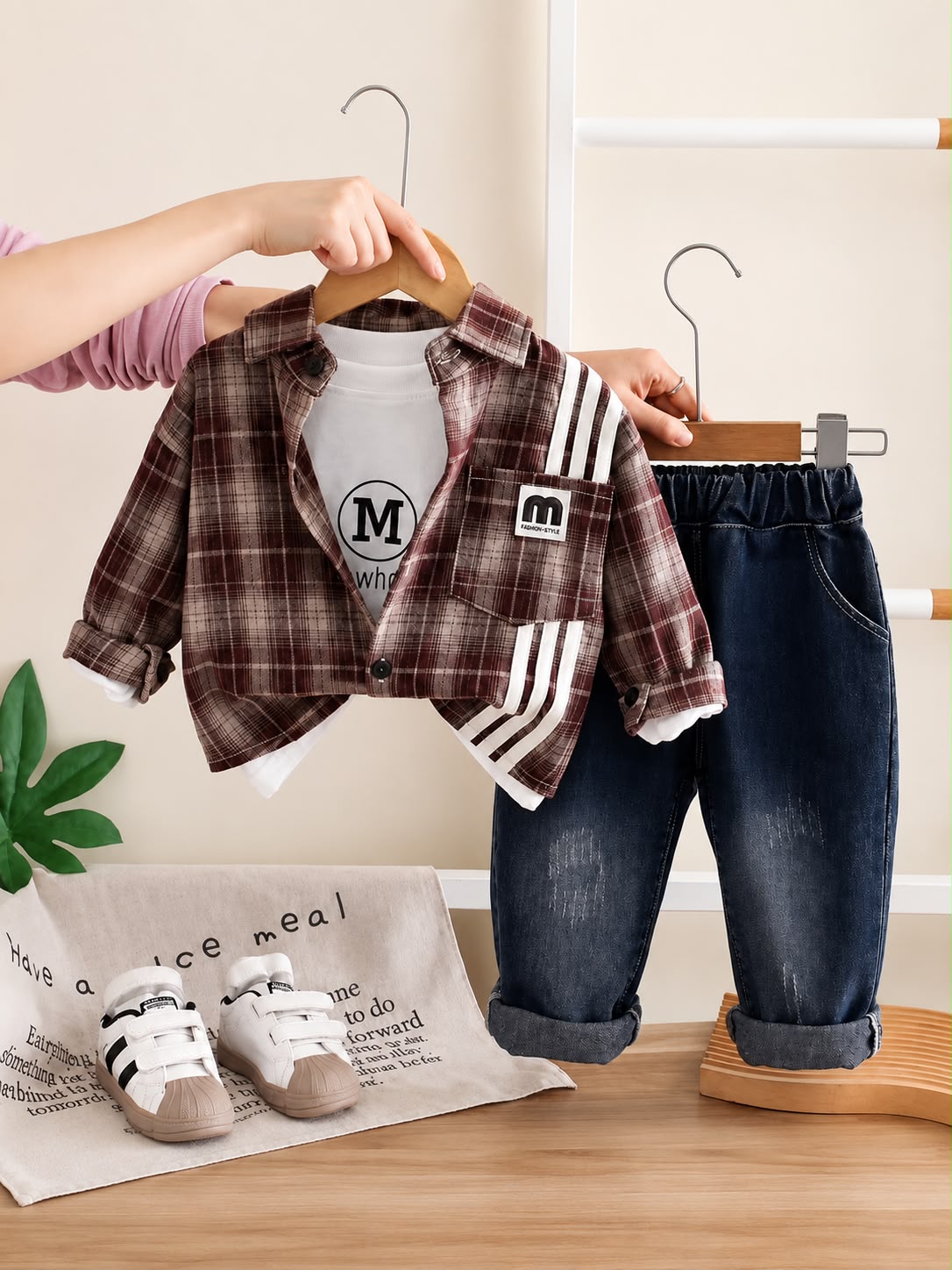 Boys 3 Piece Checkered Cord Set [BT-2D-5559] [1 - 6 Years]