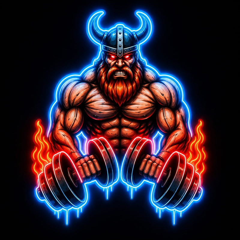 Viking Warrior Gym LED Neon Sign | Nordic Strength Dumbbell Wall Art | Fitness Room Neon Light-2