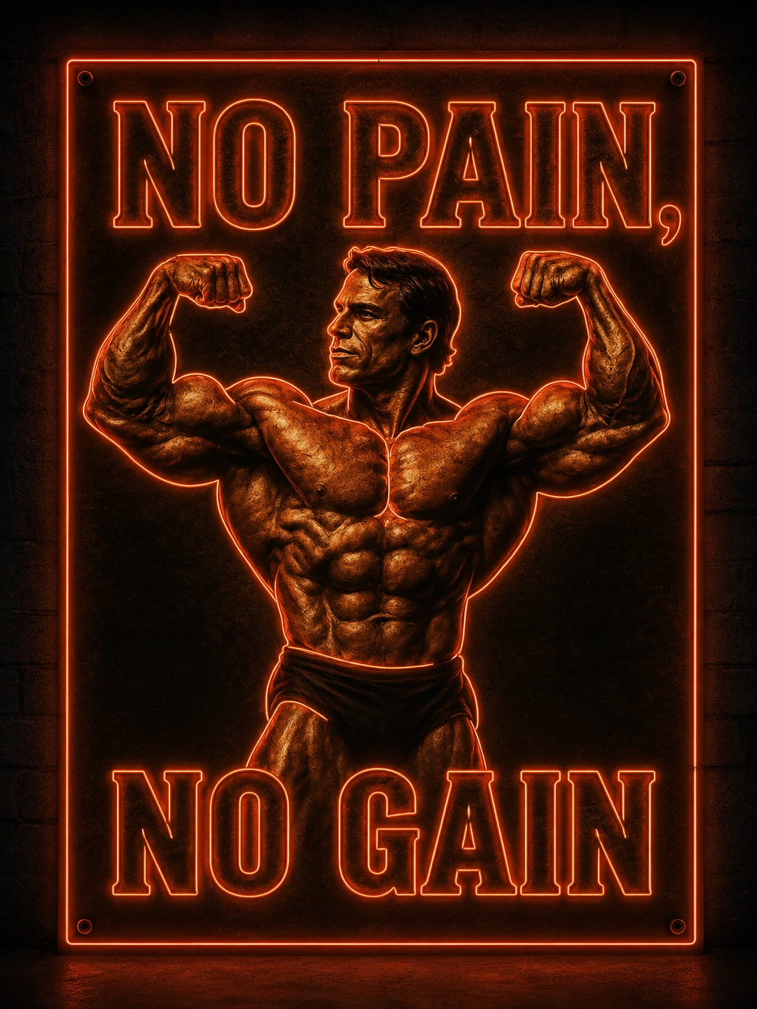 No Pain No Gain LED Neon Sign | Bodybuilder Motivational Gym Wall Light-1