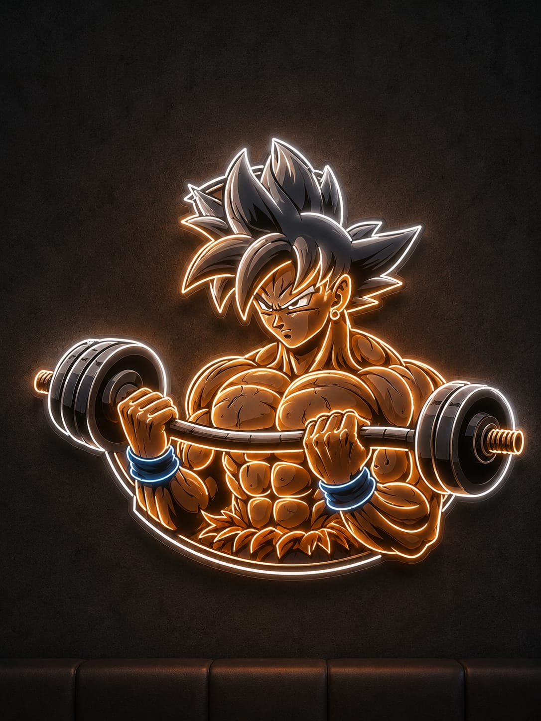 Anime Super Warrior Barbell LED Neon Sign | Muscular Fitness & Gym Wall Light-1