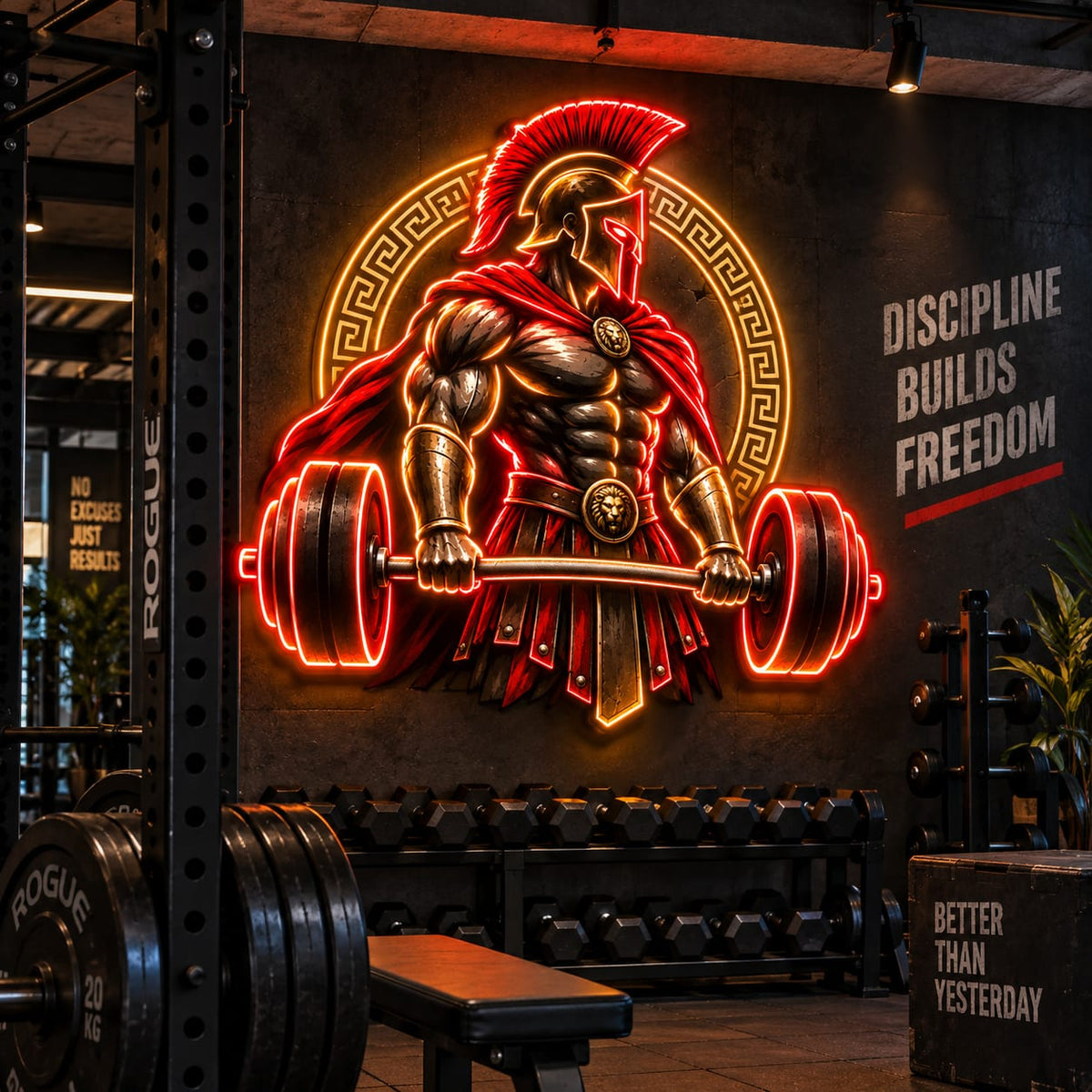 Spartan Warrior LED Neon Sign – Gym Motivation & Strength Wall Decor-1