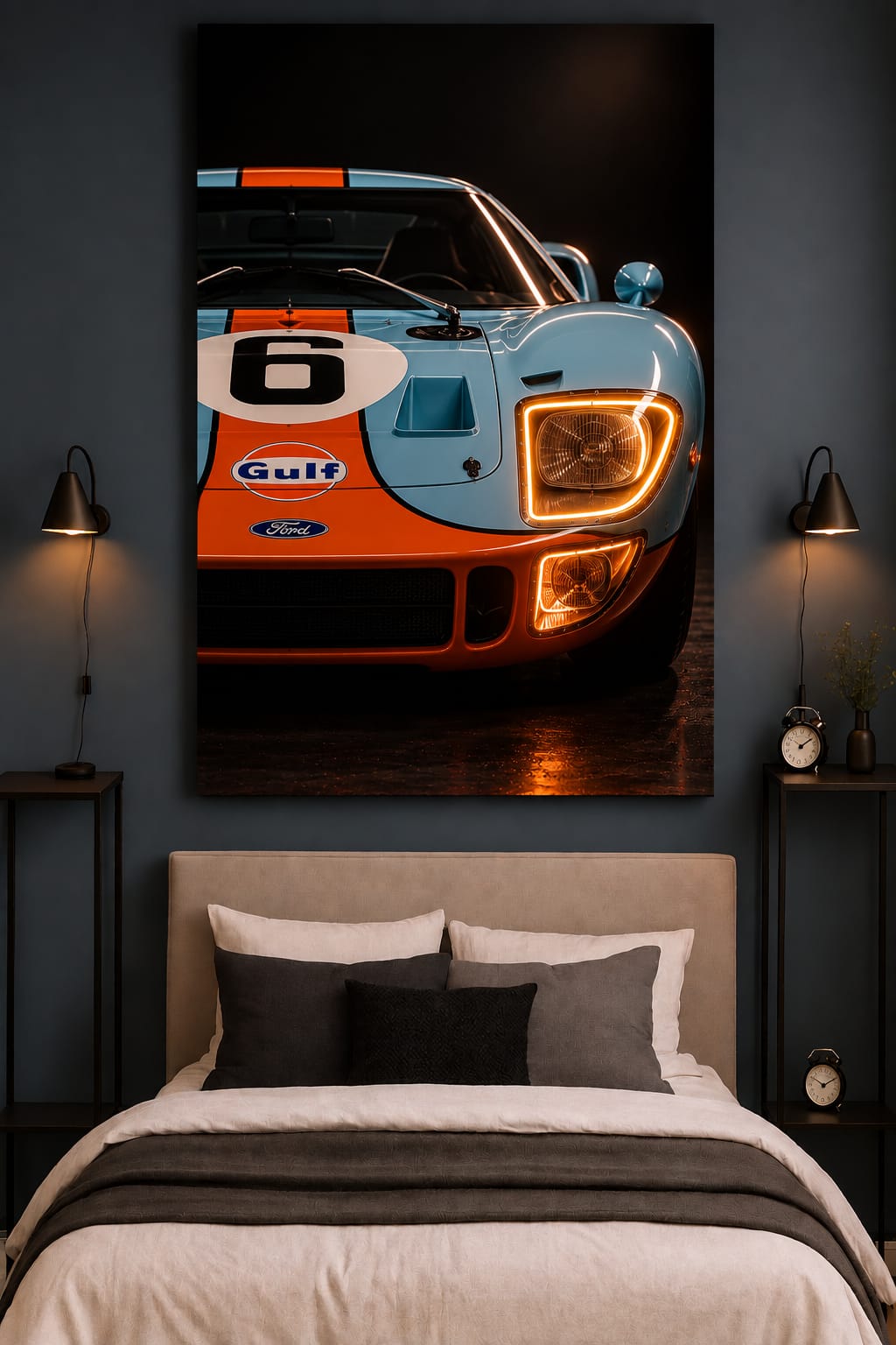 Ford GT40 Gulf Racing Wall Art – Iconic Blue & Orange Le Mans Classic Car Poster-1