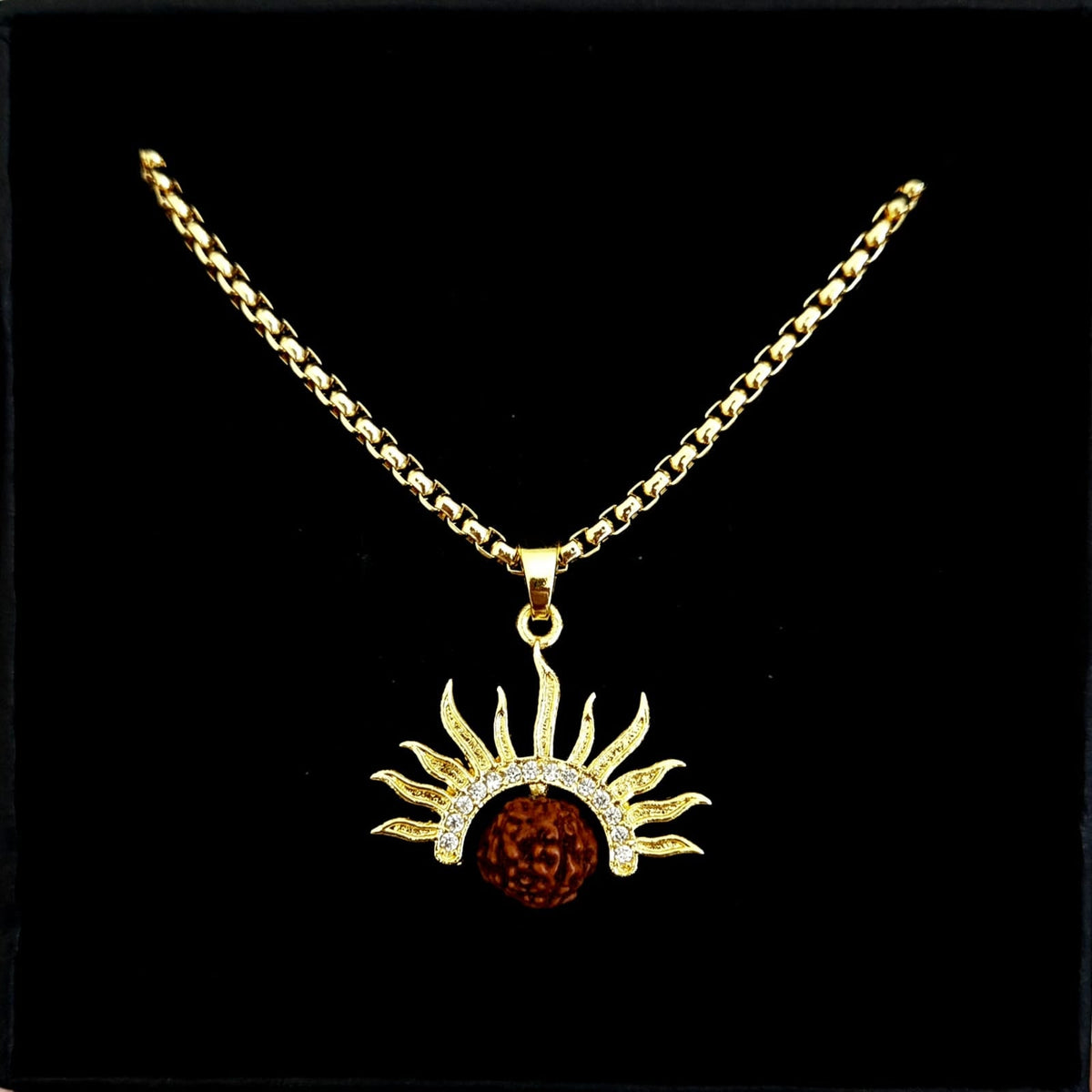 Rudraksha Surya Chain Men Spiritual Jewellery India UniqueJewels