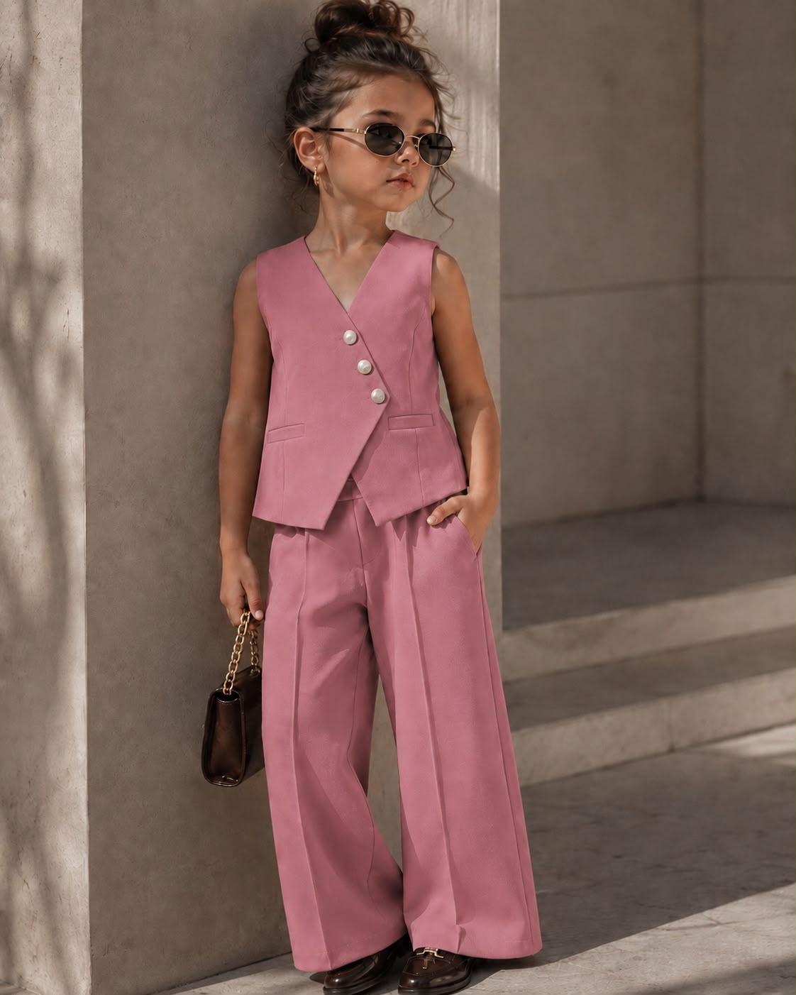 Girls Imported Waist Coat Co-ord Set [GCS-5E-9630] (4-12 Years)