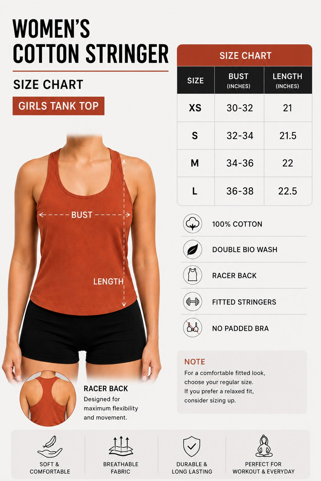 Beige Cotton Stringer (Tank Top)